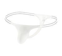 Culotte pour homme en soie glacée fine taille basse string sexy sous-vêtements, Blanc., M