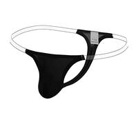 Culotte pour homme en soie glacée fine taille basse string sexy sous-vêtements, Noir , L