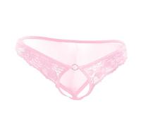 Culotte pour hommes, dentelle fine transparente, trou ouvert, taille basse exposée, culottes, tangas, Rose, taille unique