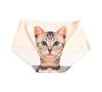 culotte rigolote femme humour imprimé chat culotte sans couture invisible microfibre taille haute slip femme rigolo impression 3d sous Vetements feminins Shorty stretch Hipster culottes (Beige, L)