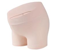 Culotte sans couture en coton pour femme - Pantalon de maternité - Printemps et été - Pantalon trois quarts - Taille haute et basse - Short de maternité en coton respirant pour femme, beige, L