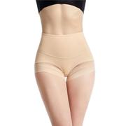 Culotte Shorty Femme Haut Culotte Gainante sans Couture pour Femmes, sous-vêtements de Contention en Dentelle à Rayures, Taille Haute Culotte Shorty Femme Haut (Beige, M)