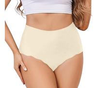 Culotte Soie Glacée Femme Taille Haute sans Couture Entrejambe Coton Respirante Quotidienne Confort Maxi(Beige2, XS)