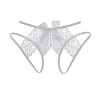 Culotte Sport pour Femme, Sexy Transparent Dentelle sans Soudure à Fente Taille Basse Avant (Grey, L)