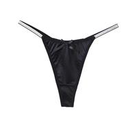 Culotte String féminine à Basse en Tissu Brillant et Transparent avec Finition Dentelle Douce et Extensible pour Un Confort Optimal (Black, L) #28