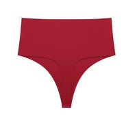 Culotte String Femme - 2 Pièces/Ensemble Taille Haute sous-Vêtements sans Couture Élasticité Lingerie Sexy Couleur Unie String sans Trace sous-Vêtement Ultra Fin Rouge L