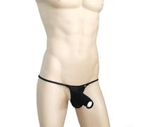 Culotte taille basse en soie glacée pour homme avec ouverture de poche et interprétation artistique nez d'éléphant (taille XL, noir)