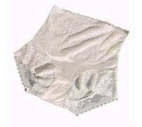 Culotte taille haute avec dentelle pour femme - Contrôle du ventre - Sous-vêtements transparents (M gris)