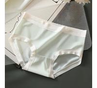 Culotte taille mi-haute en soie glacée pour femme - Séchage rapide - Respirant - Culotte triangulaire douce - À porter au quotidien - M à XL (vert L)
