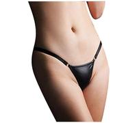 Culotte tanga en cuir pour femme avec coupe confortable pour un look attrayant, Noir , L