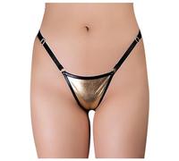 Culotte tanga en cuir pour femme avec coupe confortable pour un look attrayant, or, M