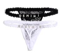 Culotte Tanga en Dentelle avec Lettres Personnalisées, 2 Pièces/Ensemble, String en Maille avec Lettres en Cristal Personnalisées pour Femmes,DIY Name G String Bikini T-Back Culotte pour Fem