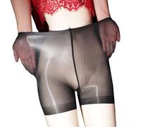 Culotte transparente brillante pour femme, sous-vêtements de style boxeur soyeux et très extensible, grande taille pour toutes les saisons (noir)