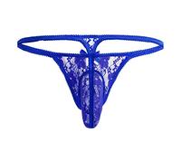 Culotte Ultra-Fine pour Hommes en Dentelle Transparente Douce Sexy String sous-vêtements Transparents pour Hommes sous-vêtements en Dentelle Comfty Homme Sexy Slip String (Dark Blue, XXXXL)