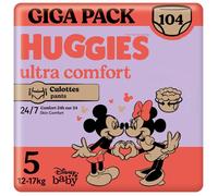 HUGGIES Ultra Comfort - Culottes bébé Taille 5 (12kg-17kg) - 2 paquets de 52 couches - ceinture ultra douce - absorbtion rapide - sans parfum ni chlore - sans latex - facile à mettre et à enlever