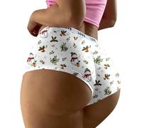 Culottes Bikini Femme en Coton Doux Élastique avec Imprimé Festif pour Un Confort Quotidien et Respirant (White, XL) #44