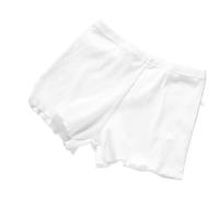 Culottes Courtes pour Femmes 2pcs Cotton Shorts Ruffled Three-Point Safety Pants Women's Outer Wear Leggings Thread Ribbed Striped Stretchy Underpants pour Femmes(White,XL)