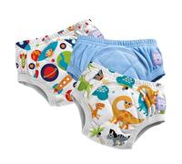 Culottes d'apprentissage Bambino Mio pour tout-petits, lot de 3, 2-3 ans, Astronautes et Dinosaures Bleus - Garçons - réutilisables, lavables - Fille et Garçon - Motif point de croix