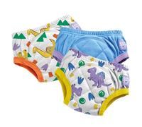 Culottes d'apprentissage Bambino Mio pour tout-petits, lot de 3, 3-4 ans, Des dinosaures courageux - réutilisables, lavables, pour l'apprentissage de la propreté - Motif point de croix
