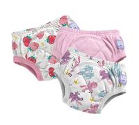 Culottes d'apprentissage Bambino Mio pour tout-petits, lot de 3, 3-4 ans, Licornes Roses Fraises - réutilisables, lavables, pour l'apprentissage de la propreté - Fille et Garçon - Motif point de croix