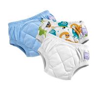 Culottes d'apprentissage Bambino Mio pour tout-petits, lot de 3, 3-4 ans, Mélange Dino - réutilisables, lavables, pour l'apprentissage de la propreté - Motif point de croix