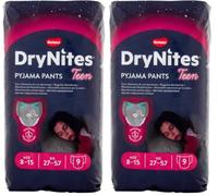 Culottes de nuit absorbantes Huggies Drynites pour filles, taille L (27-57 kg), 2 paquet de 9 pièces