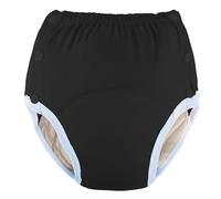 Culottes d'incontinence en coton pour adultes : lavables, respirantes, réglables et anti-fuites pour personnes âgées (noir, L)