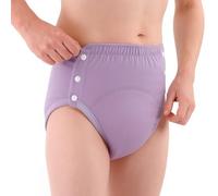 Culottes d'incontinence en coton pour adultes : lavables, respirantes, réglables et anti-fuites pour personnes âgées (violet, M)
