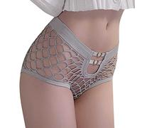 Culottes Douces Coquines pour Femmes Slips Transparents à Œillets Sous-vêtements Effrontés Lingerie Sexy Tangas Respirants Taille Mi-haute Résille Filet String Découpé Extensible Culottes Bikini
