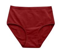 Culottes Femme Sous-vêtements Panties Culottes Femme Culottes Taille Haute Couleur Unie Doux Respirant Rayé Lifting Po Contrôle du Ventre Grande Taille, rouge, M