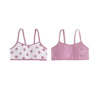 Culottes Fille Soutien-Gorge de Sport à Bretelles Spaghetti pour Adolescentes Soutien-Gorge d'entraînement Court en Coton avec Biscuits Amovibles Lot de 2(12-14 Ans)