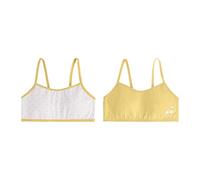 Culottes Fille Soutien-Gorge de Sport à Bretelles Spaghetti pour Adolescentes Soutien-Gorge d'entraînement Court en Coton avec Biscuits Amovibles Lot de 2(Yellow,10-12 Ans)