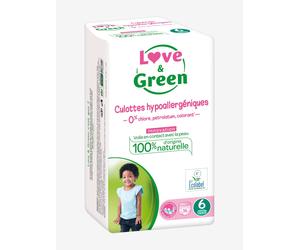 Culottes hypoallergéniques T6 x 16 LOVE & GREEN blanc TU