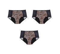 Culottes Menstruelles pour Femmes Sous-Vêtements Absorbants Anti-Fuites Taille Mi-Haute Culottes Creuses Post-Partum Slips Menstruels Lot De 3 Léopard 5Xl