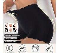 Culottes mi-taille sans couture pour femmes, contrôle du ventre et levage des fesses, décoration de dentelle, tissu doux et extensible, culottes élégantes de couleur unie, anti-flash quotidien, ceintu