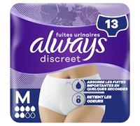 Culottes Pour Fuites Urinaires Always Discreet Femmes, M, x13 Culottes, Retiennent Les Fuites Et Les Odeurs, Confortables Et Presque Imperceptibles
