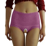 Culottes sensationnelles brodées en dentelle à taille haute pour femme. Portez des ouvertures passiontes translucides ultra-fines pour les occasions, PP1., M