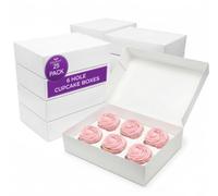 Culpitt Lot de 25 boîtes à cupcakes blanches à 6 trous pour transporter et protéger de délicieux muffins, gâteaux féériques, friandises