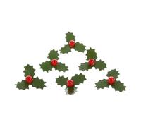 Culpitt Lot de 25 décorations de gâteaux de Noël houx et baies pour pâtisseries festives, 25 mm, qualité alimentaire, prêtes à l'emploi