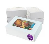 Culpitt Lot de 5 boîtes à cupcakes blanches à 6 trous pour transporter et présenter de délicieux muffins, gâteaux de fée, friandises