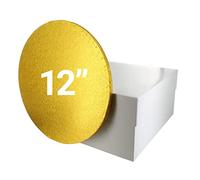 Culpitt Planche à gâteau dorée de 30,5 cm et boîte blanche, tambour rond avec assorti, 13 mm d'épaisseur, transport carré, lot unique de 30,5 cm, 90270