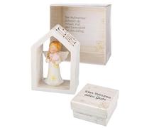 CULT at home Ange gardien porte-bonheur - Cadeau de courage dans une boîte cadeau - Petite figurine décorative ange dans un cadre maison - Hauteur : 8 cm - Bonne chance - Examen scolaire