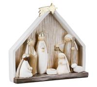 CULT at home Crèche de Noël - Lot de 5 figurines - Sainte Famille et Saints 3 Rois - Crèche de table - Décoration de Noël - Cadeau de Noël - Avent - 17,5 x 18,5 cm