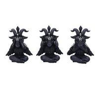 Nemesis Now Cult Cuties Trois Baphoboo de 13,4 cm en résine, noire, trois figurines Baphoboo de la sagesse, figurines de bébé Baphomet, objets de collection Baphomet, coulées dans la meilleure résine,