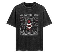 Cult of The Lamb Goat Hipster Mens Funny Unisex T-Shirts Graphic Print Black Tee XL