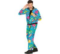 Cultissime survêtement rétro 80s 90s couleurs néon Tenue de carnaval Streetwear Festival Costume Jogger coloré Explosion de couleurs, Taille : 48 - 50 (M) Couleur : Multicolore