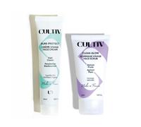 CULTIV - Duo Crème Matifiante 40ml et Gommage Visage 50 ml - Matifie, Hydrate, Resserre les Pores - Non Comédogène - 99% Ingrédients Naturels - Bio et Vegan