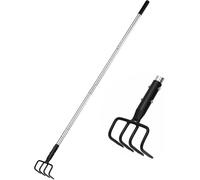 Cultivateur à main longue,en acier au carbone et acier inoxydable,cultivateur de jardin avec poignée télescopique et couvercle de poignée souple,tuteur à main pour le relâchement des
