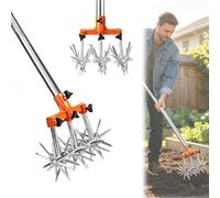 Cultivateur centrifuge à long manche rétractable cultivateur de jardin en acier inoxydable résistant aux intempéries fraise de jardin avec zincs métalliques amovibles, cultivateur centrifuge pour
