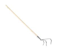Cultivateur de jardin de 24 cm avec manche en bois de 140 cm - Bricomed. Idéal pour préparer la terre et défaire des mots. Aérateur manuel 3 dents incurvées.